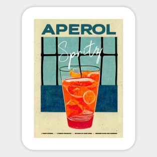 Retro Aperol Spritz Poster By the Pool Homebar, Kitchen Bar Prints, Vintage Drinks, Recipe, Wall Art Sticker